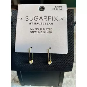 Pendientes de pasador de seguridad de plata de ley enchapados en oro de 14 quilates SUGARFIX by BaubleBar - NUEVO - Imagen 1 de 4