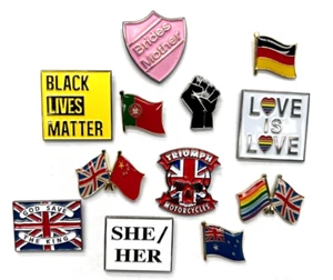Job Lot of 12 pin badges - made from metal & enamel - 1 of each design - Picture 1 of 1