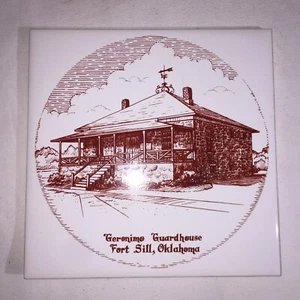 vintage ceramic tile 6x6” Geronimo Guard House , Fort Sill Oklahoma - Picture 1 of 2