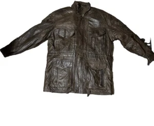 Vintage New Old Stock -Echtes Leder Men's Leather Jacket Faux Fur Lined - NWT - Picture 1 of 17