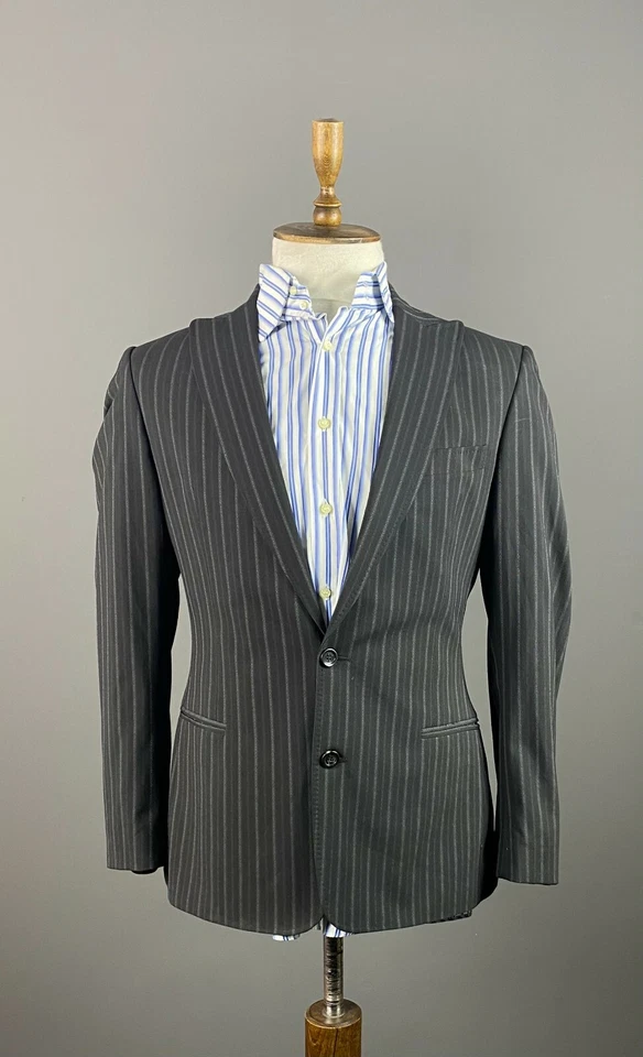 Men JUST CAVALLI Black Striped Two Button Sport Coat Blazer Size 50 - Image 1 of 4