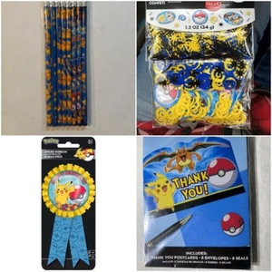 Pokemon Birthday Party Supplies Favors Confetti Thank You Cards Pencils - Picture 1 of 8