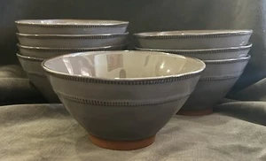 Set Of 8 Gibson Elite Grey Terranea Terracotta Serving Soup Cereal Bowl 7.5X4.5" - Picture 1 of 7