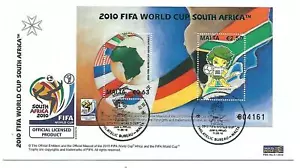 Malta ( FIFA ) 2010 World Cup Souvenir Sheet on First Day cover - Picture 1 of 1