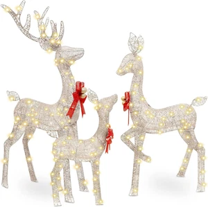 Christmas Lighted Reindeer Family Outdoor Christmas Yard Decoration Large Holida - Picture 1 of 7