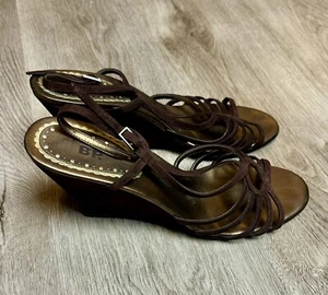 BP Nordstrom Women's Size 10 Brown High Heels Strappy Sandals Leather - Picture 1 of 7