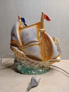 Porcelain Lamp in the form Ship Vintage night light sailboat 1960s - 1970s - Picture 1 of 14