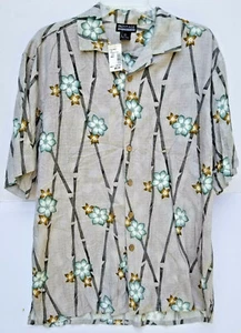 Montage Collection Medium Rayon Button Shirt Bamboo Hawaiian Floral NWT New - Picture 1 of 3