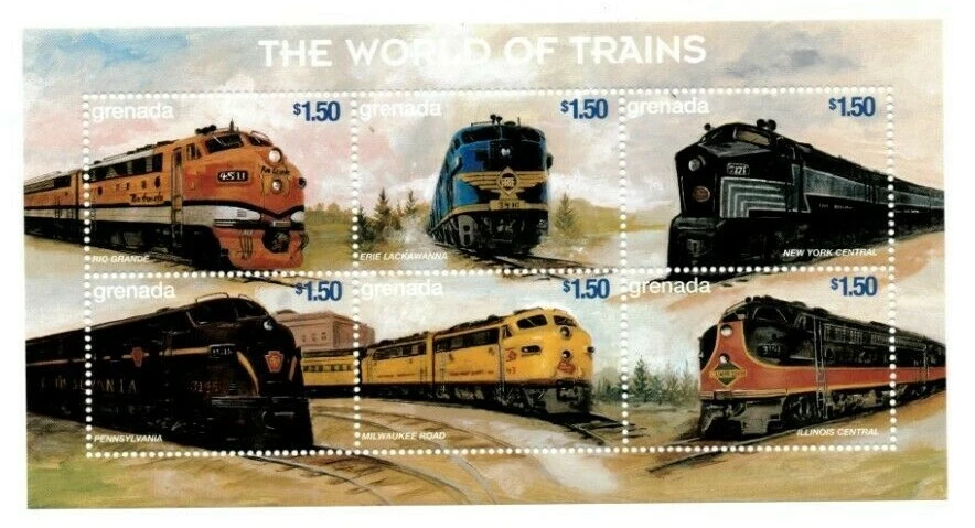 Grenada - 1999 - Trains - Sheet Of 6 stamps - MNH - Image 1 of 1