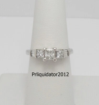 1CT Natural Princess Diamond Anniversary Engagement Wedding Ring 14K White Gold - Image 1 of 4