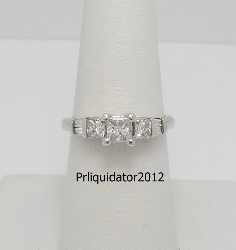 1CT Natural Princess Diamond Anniversary Engagement Wedding Ring 14K White Gold - Image 1 of 4