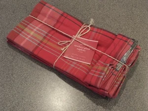 NEW Pottery Barn Newbury Plaid Set of 4 Napkins - Picture 1 of 2