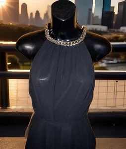 Js Millennium schwarzes Chiffonkleid/Top mit Kettenverzierung, Größe 8 - Bild 1 von 9
