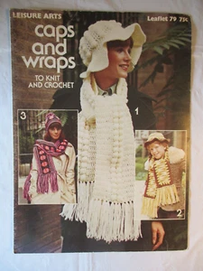 Leisure Arts Mützen und Wickel zum Stricken und Häkeln Faltblatt 79 Vintage 1976 - Bild 1 von 3