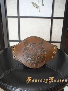 Medieval LARP Viking Celtic Bird of Liberty Stamps Leather Cuff Bracer - Picture 1 of 2