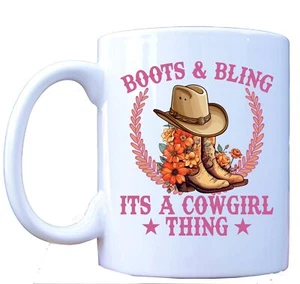 Boots & Bling It’s a Cowgirl Thing Tasse, Western Kaffeetasse Cowgirl Geschenkidee - Bild 1 von 8