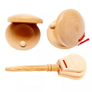 Wooden Castanet Percussion Instrument Hand Finger Castanets Party Favors Toys - Picture 1 of 14