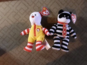 McDonalds Happy Meal Ty Teenies~Ronald McDonald & Hamburglar Bears 2004 LNC - Imagen 1 de 4