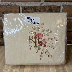 Ralph Lauren Queen/Full Duvet/Comforter Cover Prairie Plains Tan Embroid Floral - Picture 1 of 6
