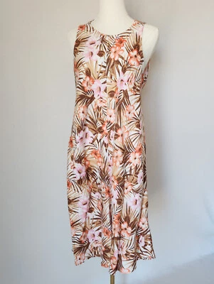 Lands' End Linen Tropical Floral Resort Dress Sleeveless Pocket Multicolor Sz.M - Image 1 of 4