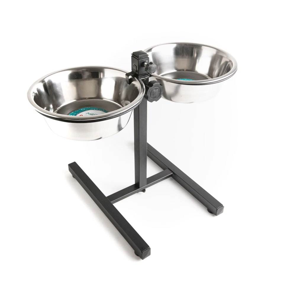 Aqpetfriends Upper Doppia Ciotola In Acciaio Inox Con Supporto Regolabile Ad H - Immagine 1 di 1