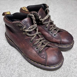 VTG Dr Martens Leather Y2K Boots Womens 9 Brown Chunky Platform 90s Grunge Shoes - Picture 1 of 13
