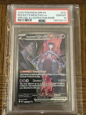 2025 POKEMON DRI EN-DESTINED RIVALS #231 TEAM ROCKET'S MEWTWO EX PSA 10 - Image 1 of 2