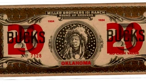 $20 "OKLAHOMA" (GOLD BUCKS)1924 (PONCA CITY) "INDIAN"(OKLAHOMA) UNCIRCULATED!! - Picture 1 of 3