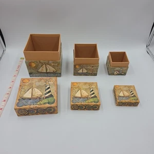 Bob's Boxes 3 Piece Nested Box Decor Set Sail RA Lang Card Company - Picture 1 of 13