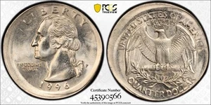 1996-P Mint Error 25C Washington Quarter Broad struck PCGS MS63 #0566 - Picture 1 of 5