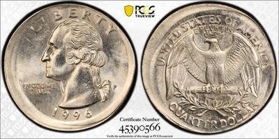1996-P Mint Error 25C Washington Quarter Broad struck PCGS MS63 #0566 - Image 1 of 4