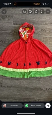 Disney Store Niñas Mickey Mouse Sandía Cubierta de Natación Con Capucha Capa Toalla Talla 2/3 Foto 1 de 4