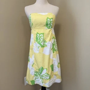Lilly Pulitzer Resort Sommer gelb trägerloses Minikleid Größe 2 - Bild 1 von 11