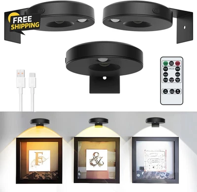3Pack LED Picture Lights for Wall Rechargeable Battery Picture Frame Light with - Image 1 of 4