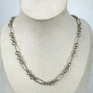 Collar Cadena Kirks Folly Tono Plata Fantasía Eslabones Texturizados - Imagen 1 de 4