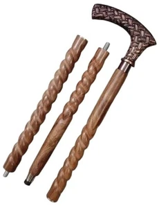 Bastón de madera marrón con mango victoriano de latón antiguo hecho a mano bastón regalo - Imagen 1 de 6