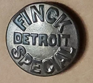 tinned zinc FINCK'S DETROIT SPECIAL Antique Overall BUTTON Wobble Shank Medium - Picture 1 of 2