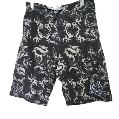 Colts NFL Team Apparel Swim Trunks Mens 2XL Black Gray Horse Rose Blue Logo - Image 1 of 4