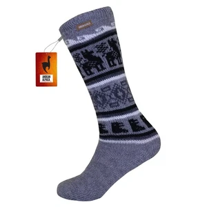 HANDMADE ANDEAN ALPACA OVER THE CALF LIGHT GRAY SOCKS - Picture 1 of 7