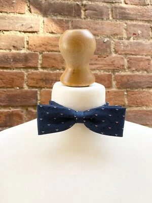 Vintage 80s Airforce Blue  Bow Tie Triangle Pattern - Image 1 of 4