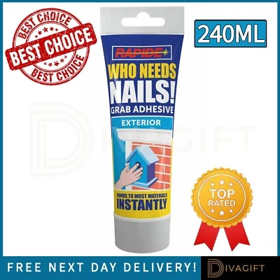 RAPIDE 240ML PANEL DE AGARRE RÁPIDO INSTANTÁNEO DE ALTA RESISTENCIA ADHESIVO EXTERIOR QUE NECESITA UÑAS