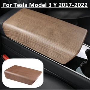 1 pieza Panel de recorte de marco de reposabrazos de grano de madera para Tesla Model 3 Y 2017-2022 - Imagen 1 de 3
