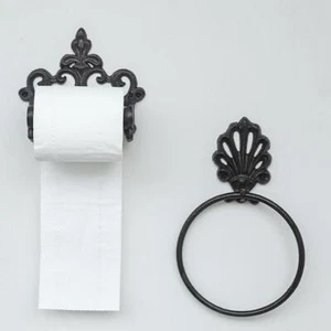1x Rustic style cast iron vintage towel towel rack C4M1 - Picture 1 of 13