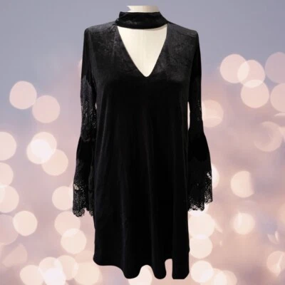 Vestido de terciopelo negro vintage. DO+BE Talla S Mangas Campana Hippie Boho Vintage Foto 1 de 4