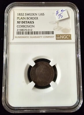 1832 Sweden 1/6 Skilling NGC XF Details - Image 1 of 2