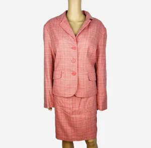 New York & Company Tweed Skirt Suit 18 Pink Lined Notch Collar Cocktail 2PC New - Picture 1 of 11