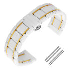 22mm Ceramic Watch Band 20mm Black White Steel Wrist Strap Replacement Bangle