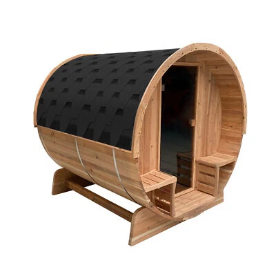 ALEKO Sauna de Vapor de Barril Exterior 5-6 Personas Madera de Cedro Rústico con Certificado UL Foto 1 de 4