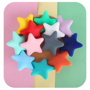 5 Pcs Star Shape Silicone Jewellery Beads DIY Crafting Food Grade Quality New - Picture 1 of 17