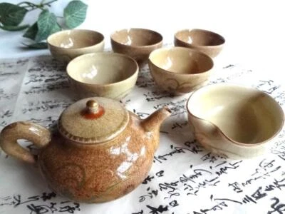 ANTIQUE JAPANESE SATSUMA TEAPOT TEA CUP SET CHAKI CHAGAMA VINTAGE - Image 1 of 4